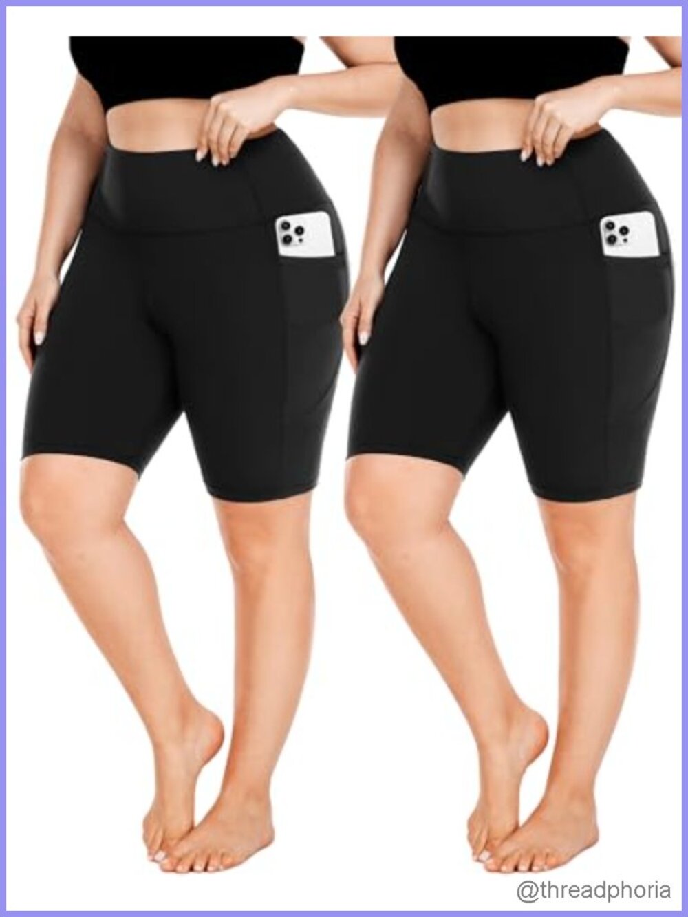 Plus Size High Waist Biker Shorts with Pockets Tummy Control Workout Yoga